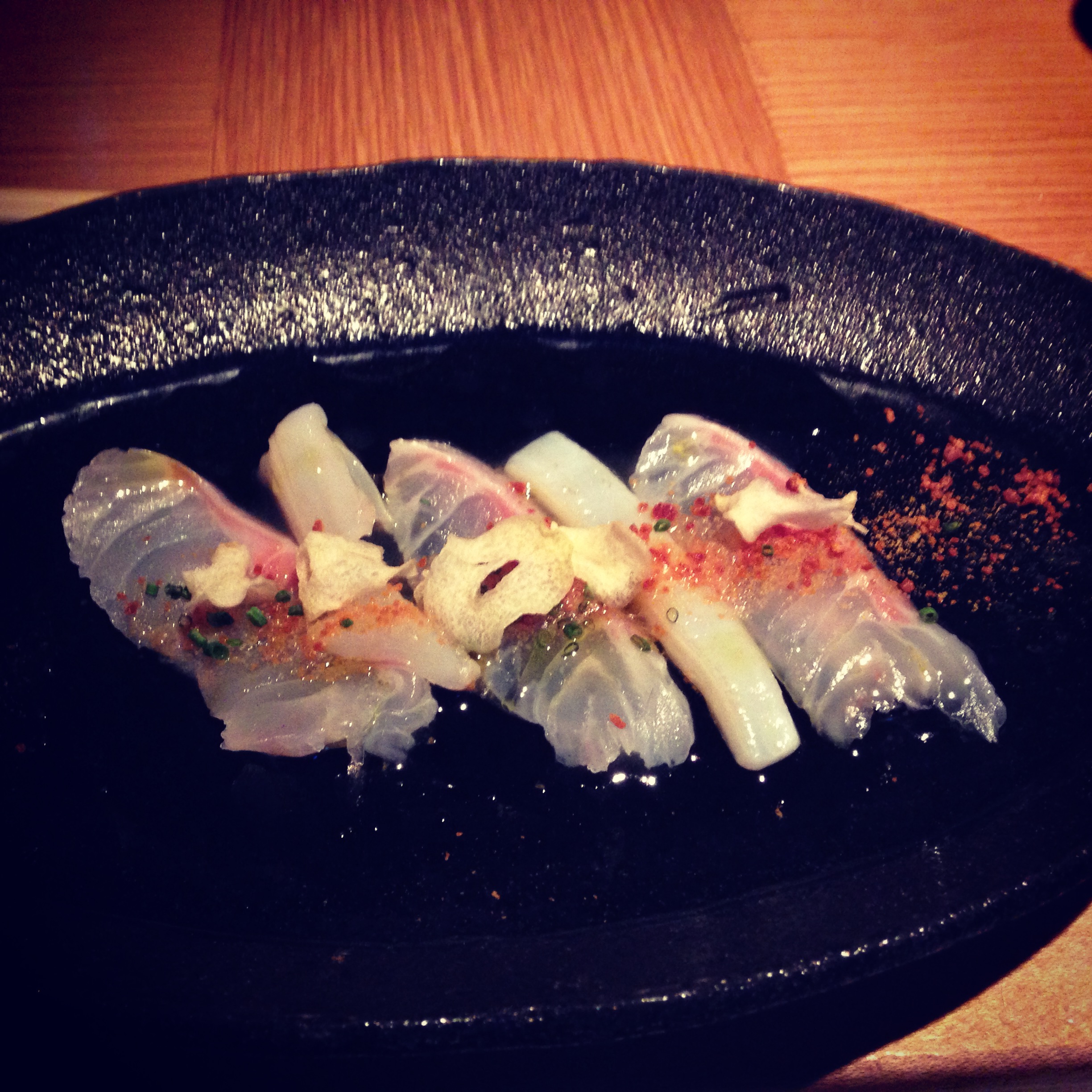 Seabass and razor clam sashimi